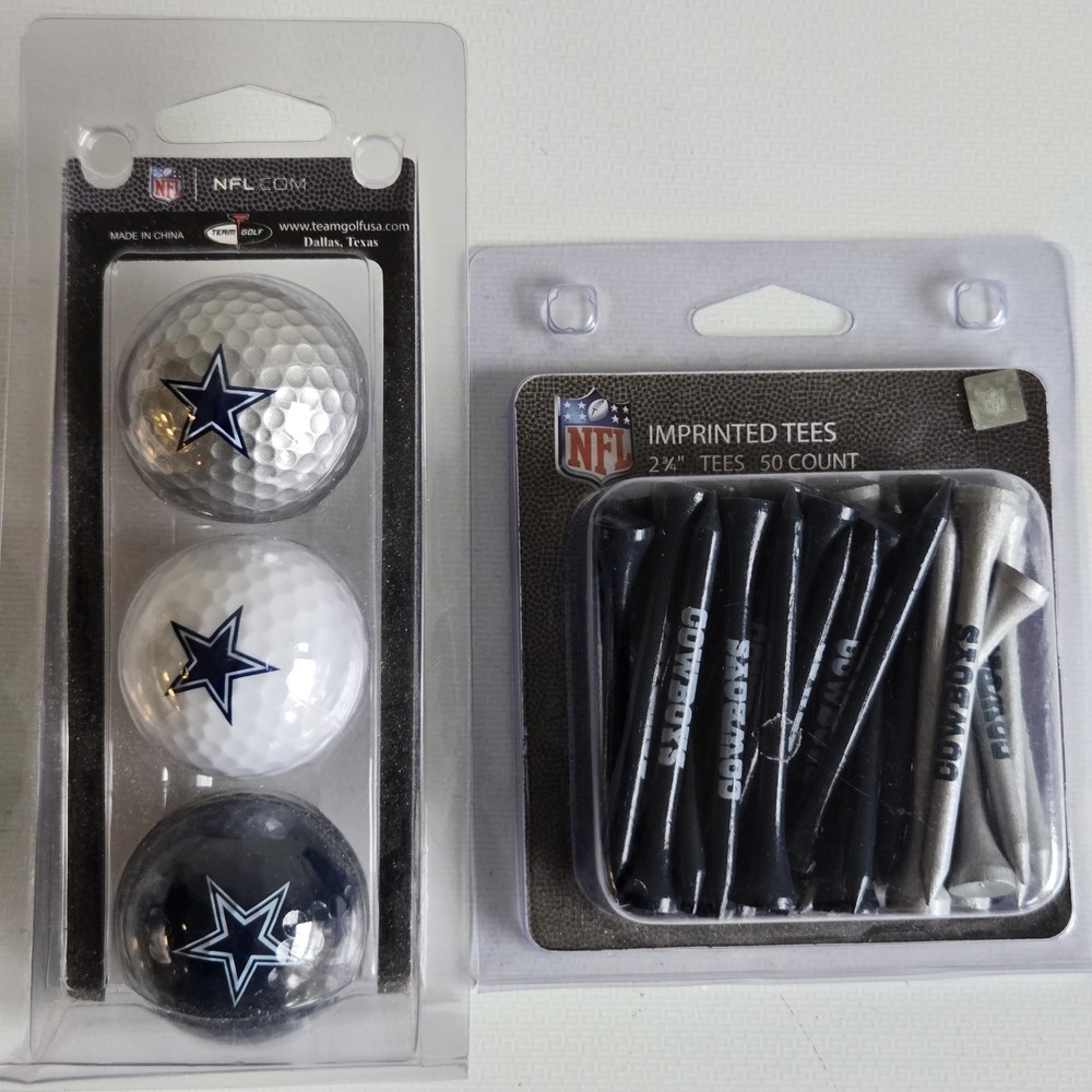 Dallas Cowboys NFL Golf Ball 3-Pack & 50 Imprinted 2.75" Tees Bundle